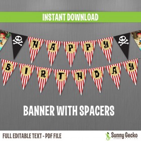 Jake and the Neverland Pirates Happy Birthday Banner with Spacers